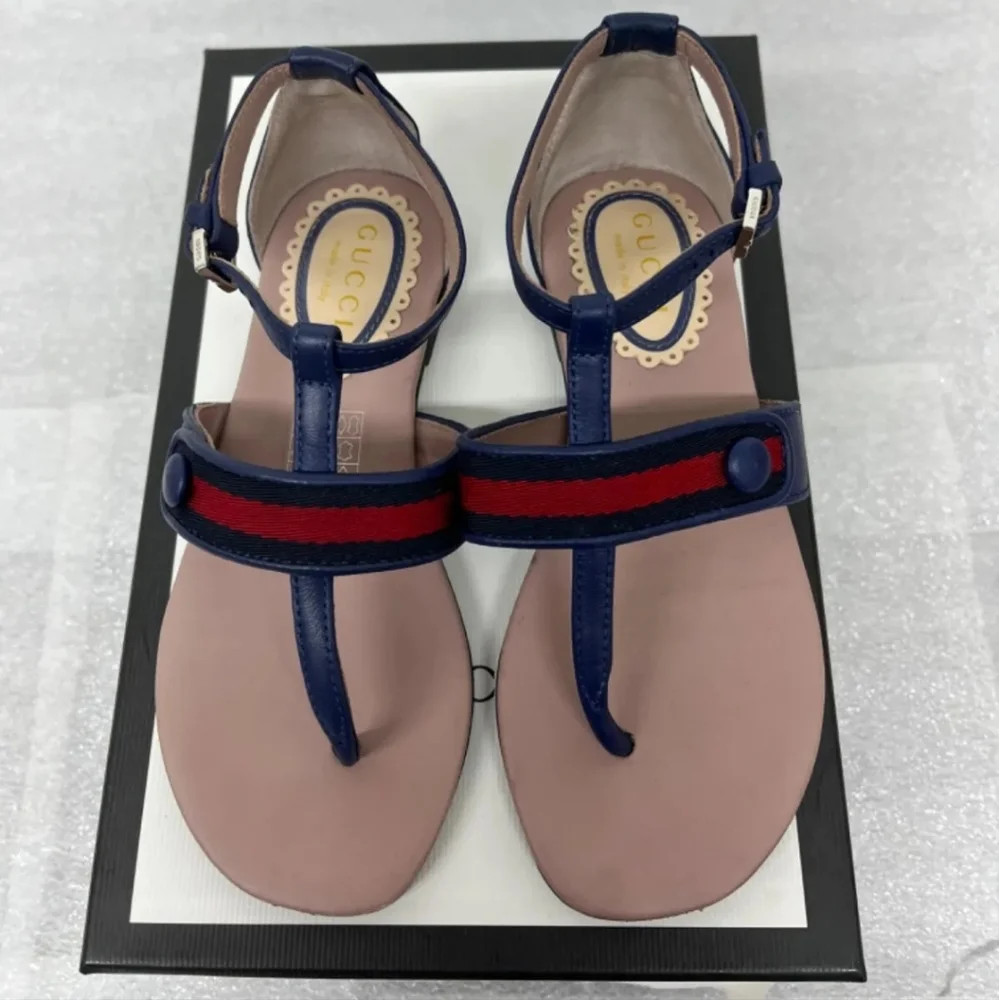 GUCCI Girl's Blue Web Sandals Sz 28, US 11
